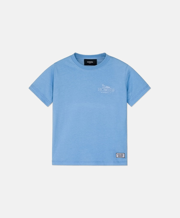 CLASSIC KIDS T-SHIRT EMBROIDERY PLACID BLUE