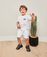 CLASSIC KIDS T-SHIRT EMBROIDERY WHITE/NAVY