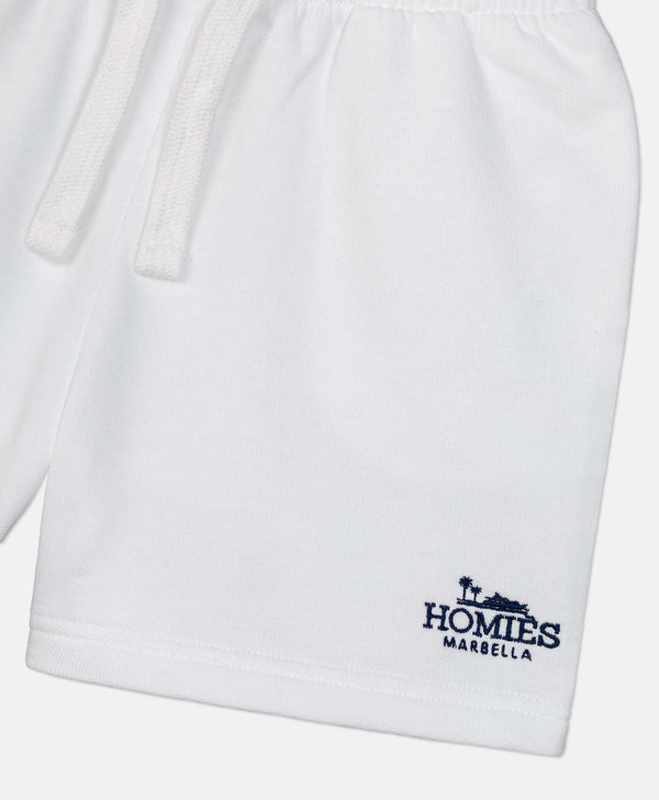 CLASSIC KIDS SHORTS EMBROIDERY WHITE/NAVY