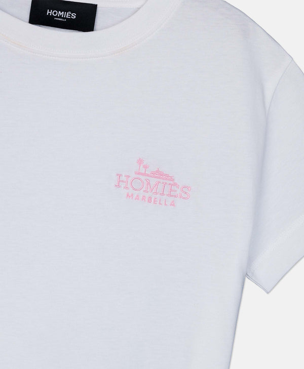 CLASSIC KIDS T-SHIRT EMBROIDERY WHITE/PINK