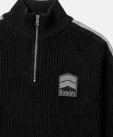 RACING HALF ZIPPER CARDIGAN BLACK