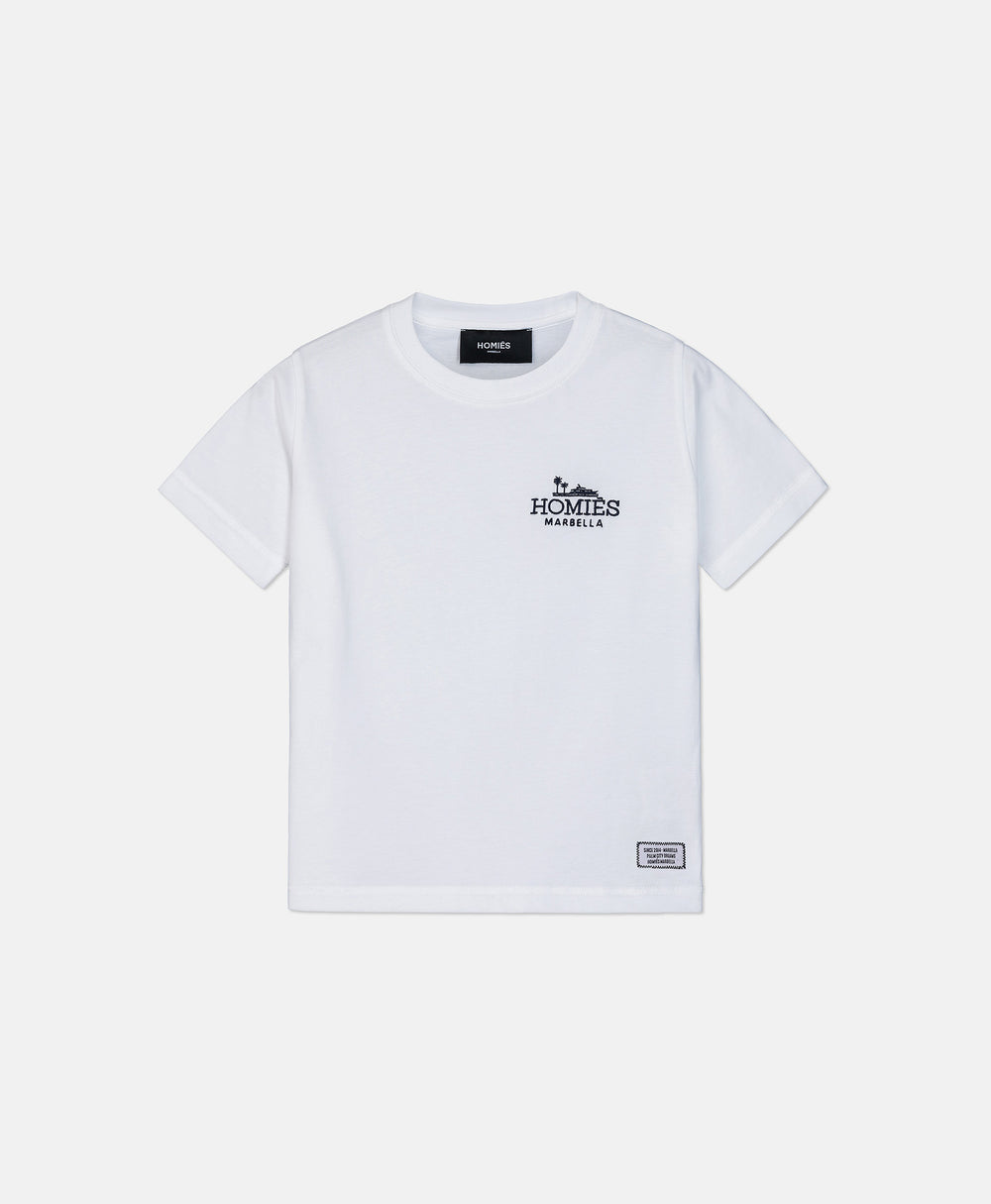 CLASSIC KIDS T-SHIRT EMBROIDERY WHITE/NAVY
