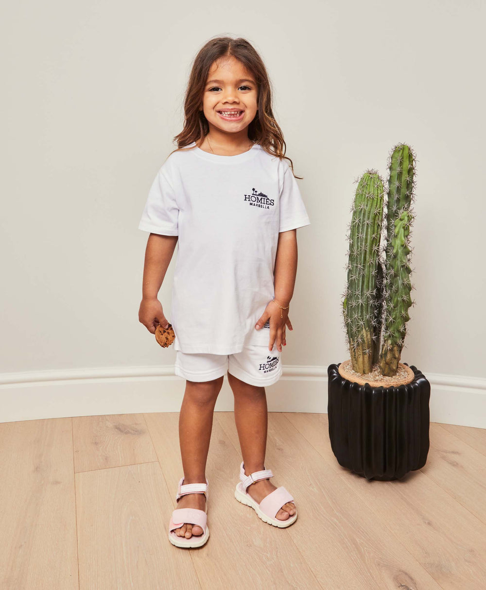 CLASSIC KIDS SHORTS EMBROIDERY WHITE/NAVY