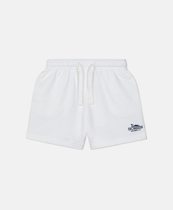 CLASSIC KIDS SHORTS EMBROIDERY WHITE/NAVY