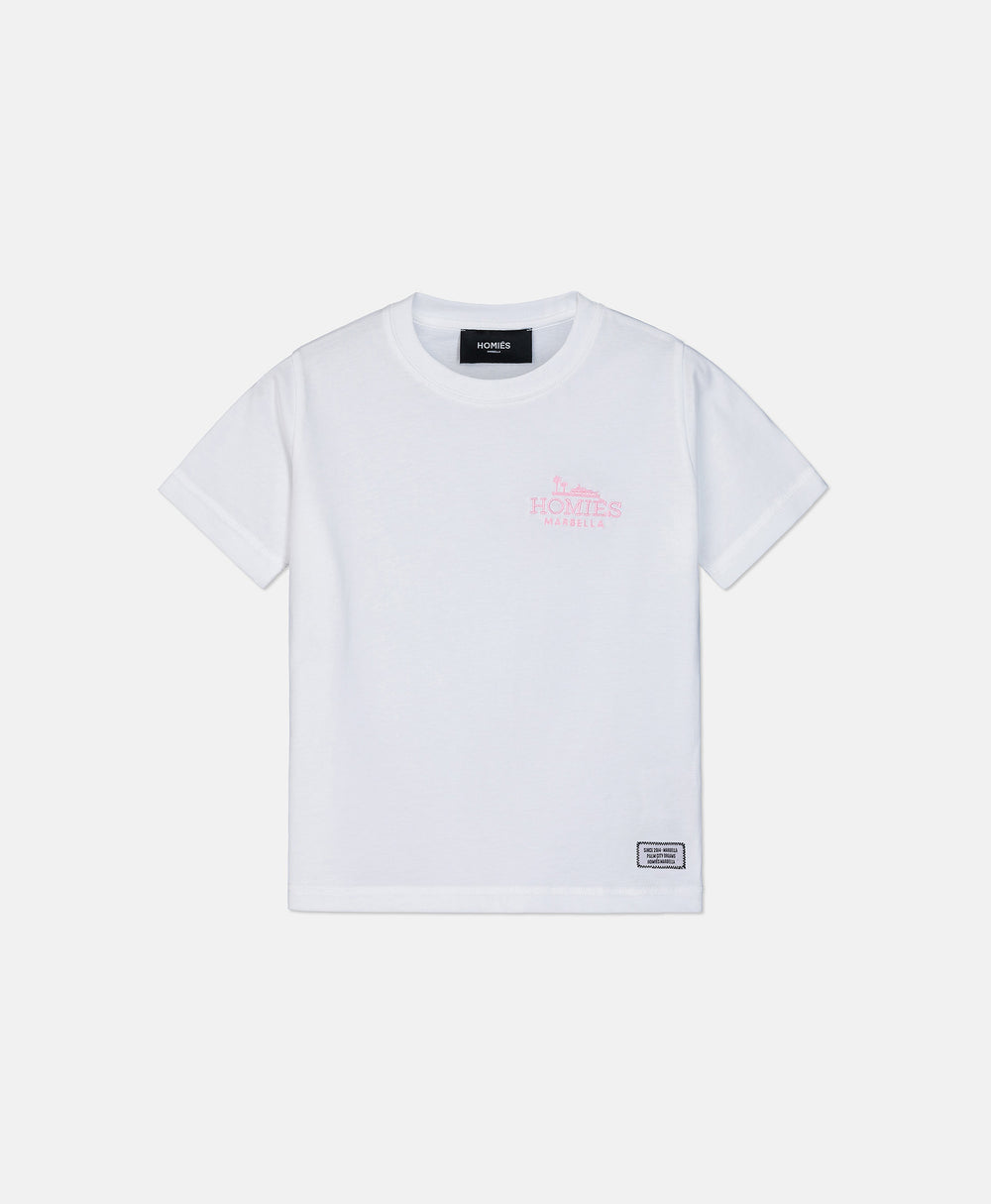 CLASSIC KIDS T-SHIRT EMBROIDERY WHITE/PINK