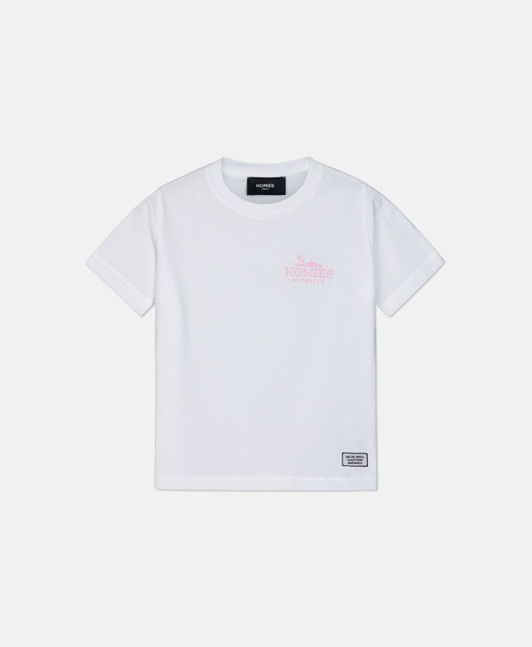 CLASSIC KIDS T-SHIRT EMBROIDERY WHITE/PINK
