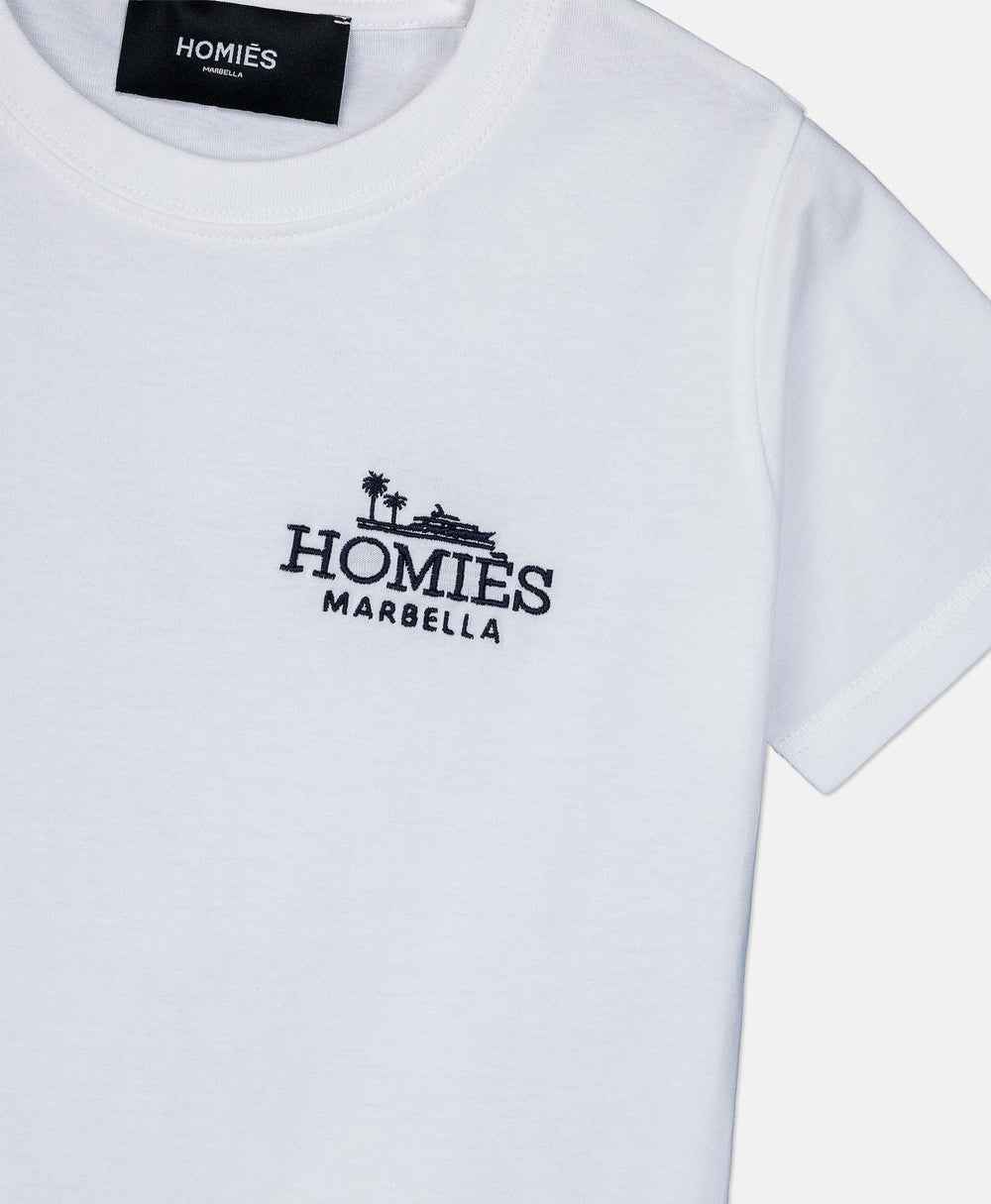 CLASSIC KIDS T-SHIRT EMBROIDERY WHITE/NAVY
