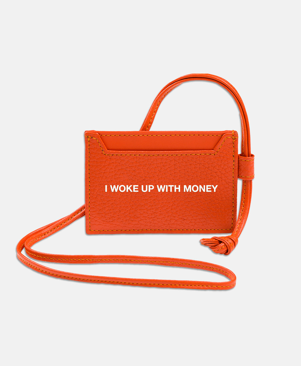 NECK HANGING CARD HOLDER ORANGE I WOKE UP