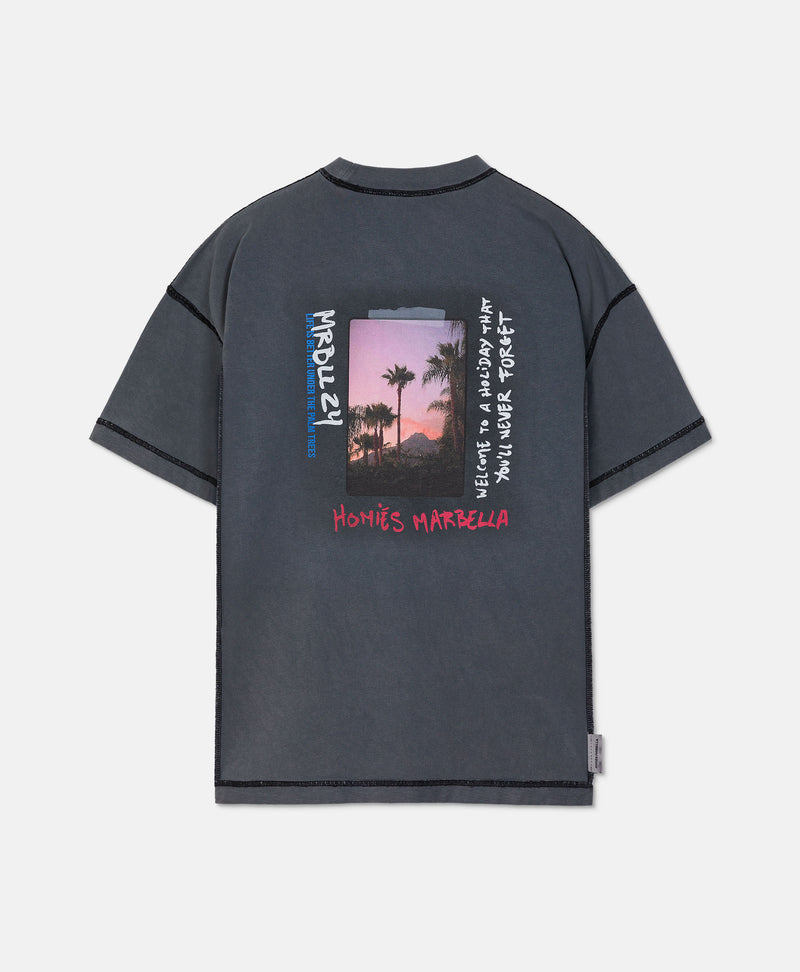 HOLIDAY PALMS T-SHIRT VINTAGE GREY