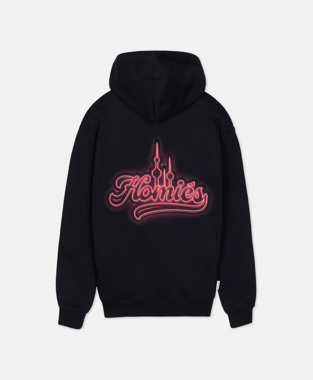 NEON TOWERS HOODIE BLACK