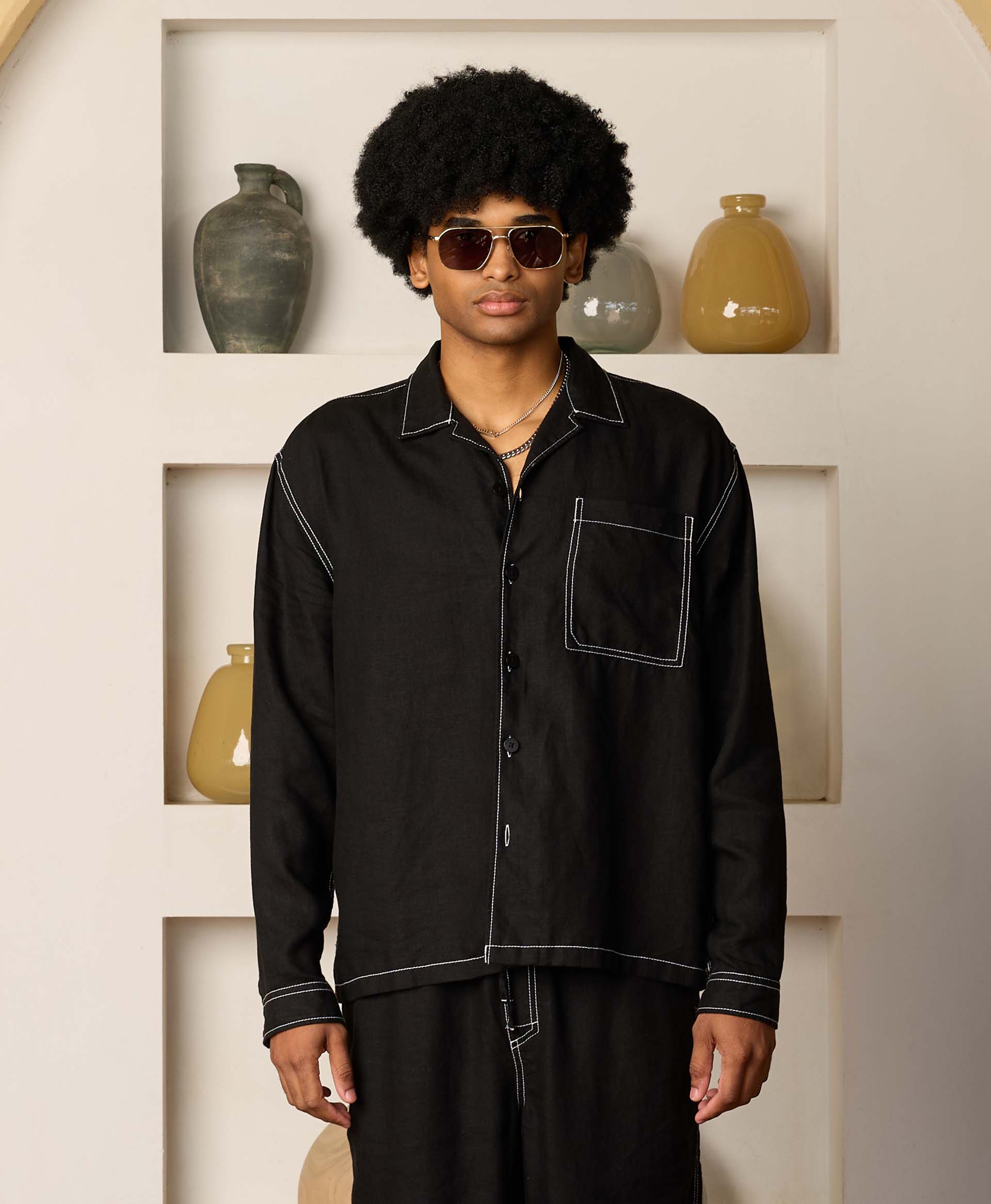HOMIÉS LINEN SHIRT BLACK – HOMIESMARBELLA