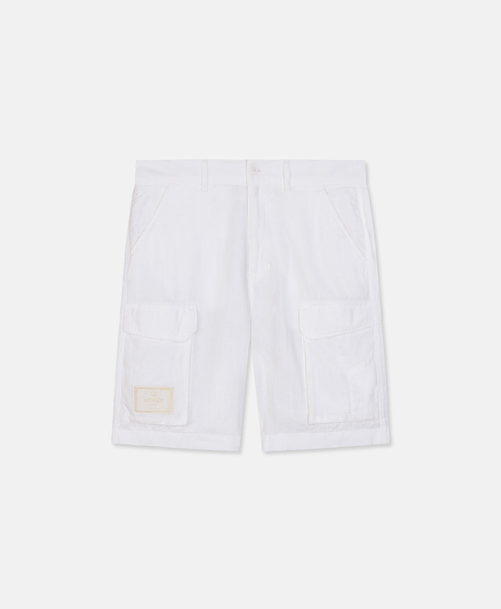 HOMIÉS LINEN CARGO SHORTS VINTAGE WHITE