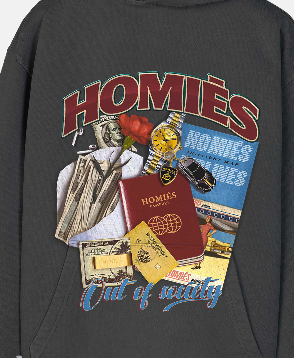 OUT OF SOCIETY HOODIE VINTAGE GREY