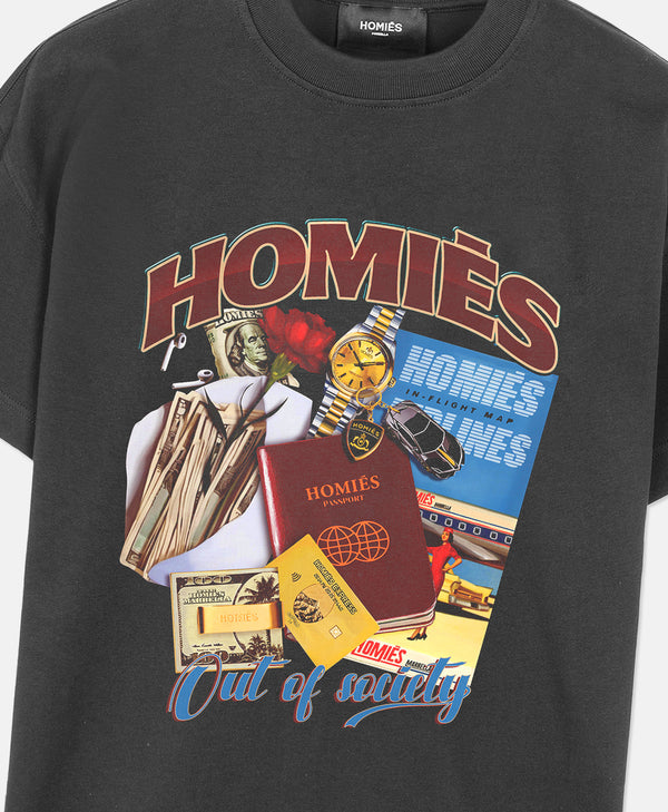 OUT OF SOCIETY T-SHIRT VINTAGE GREY