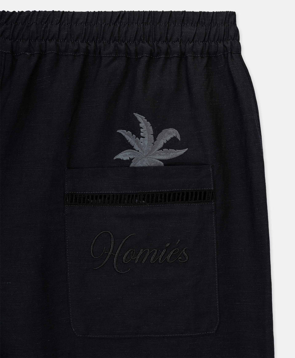 PALM TREE PANTS BLACK