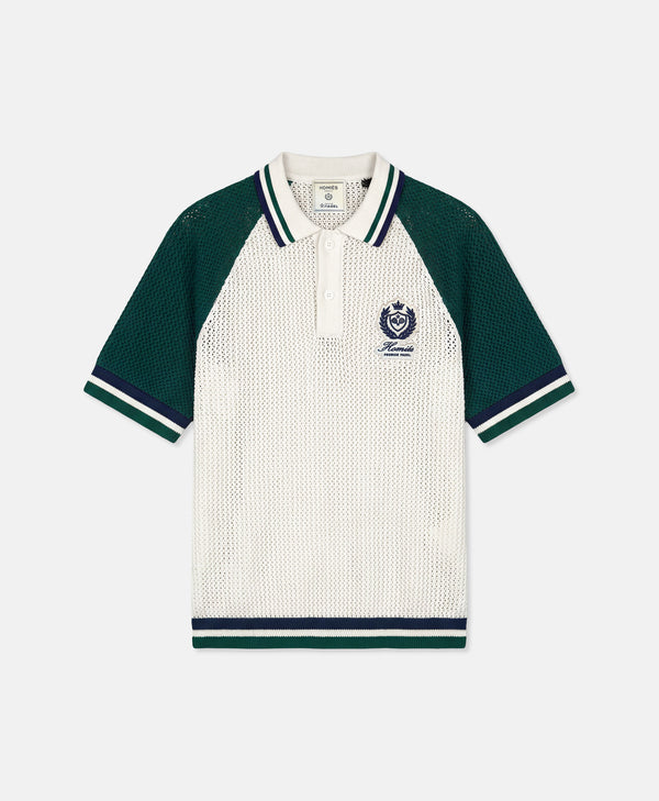 PREMIER PADEL CREST POLO KNIT VINTAGE WHITE/GREEN