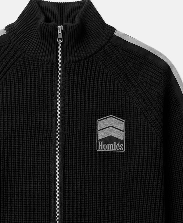 RACING ZIPPER CARDIGAN BLACK