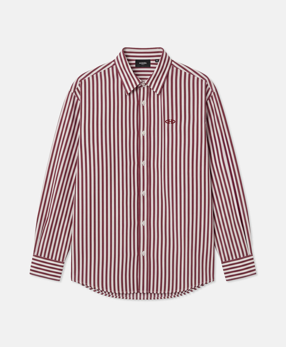 STRIPES SHIRT POPELIN BURGUNDY