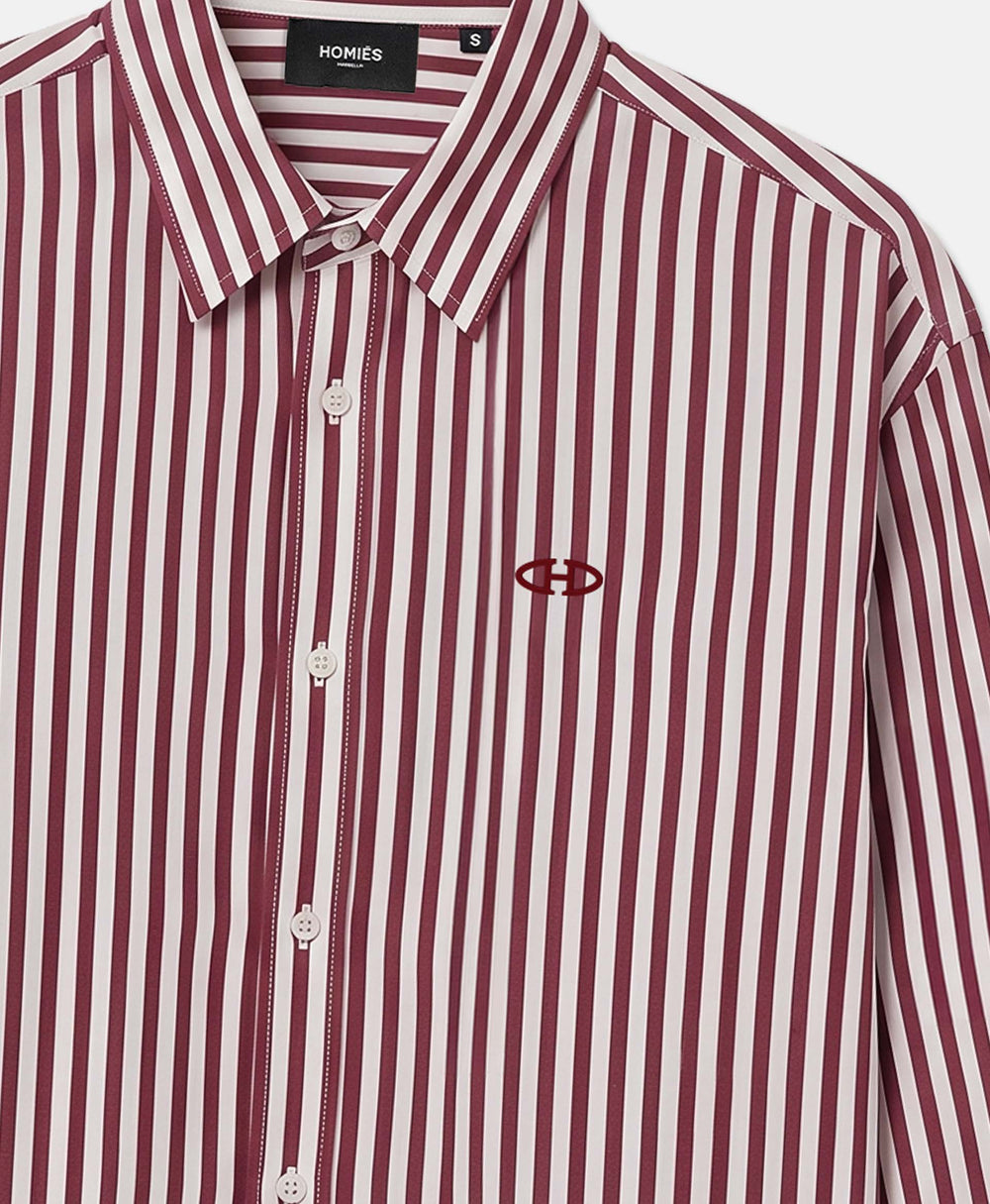 STRIPES SHIRT POPELIN BURGUNDY
